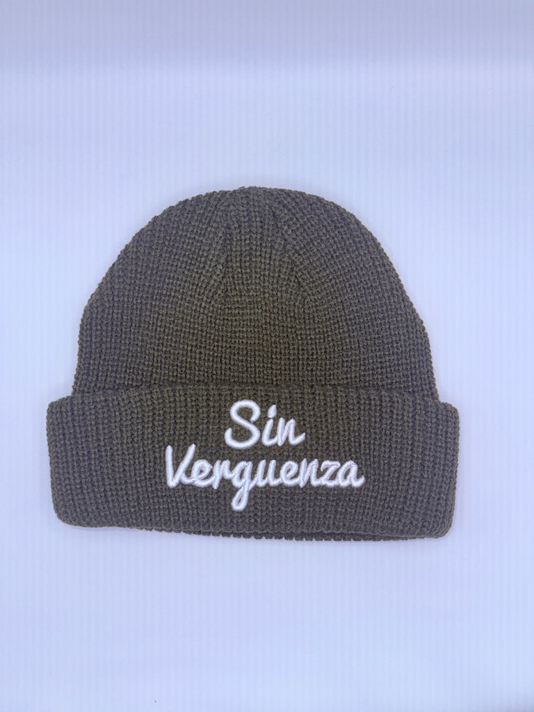 Sin Verguenza Olive Green Fisherman Skully