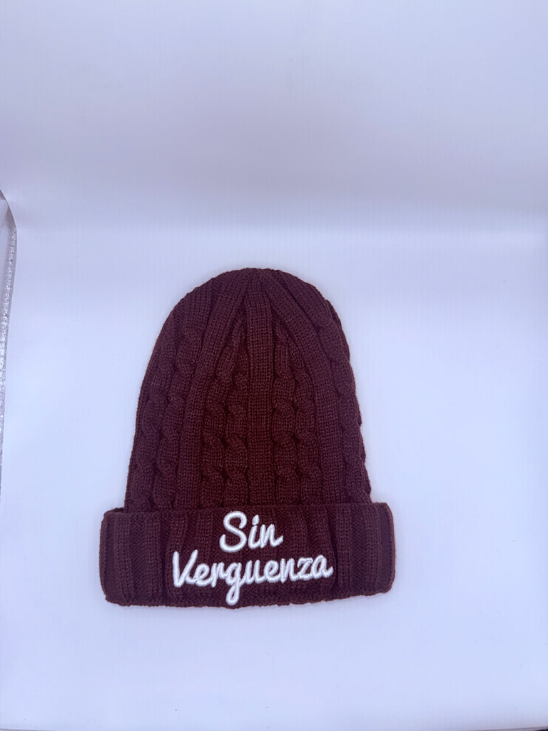 Sin Verguenza Brown Cable Knit Skully