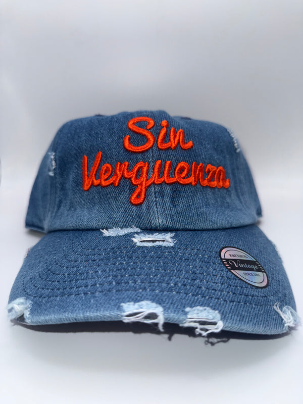Sin Verguenza Jean Hat Orange Letters