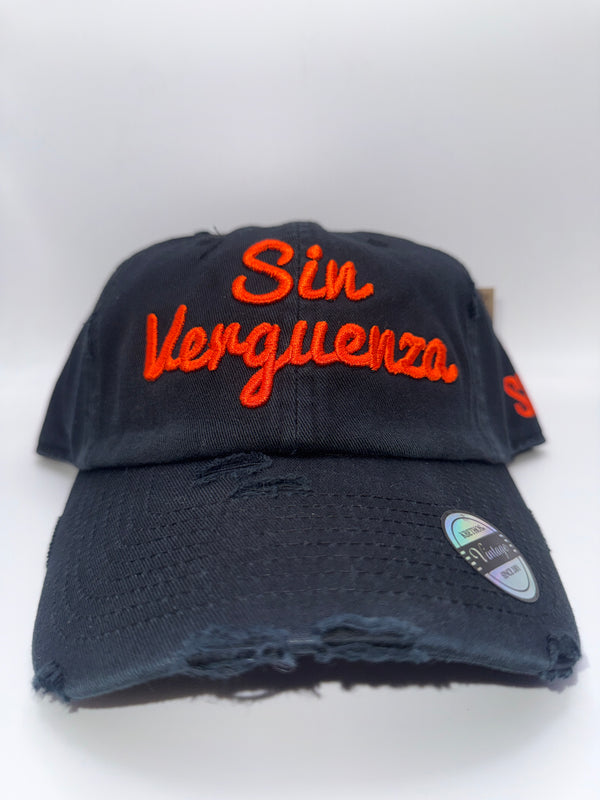 Sin Verguenza Black Hat Orange Letters