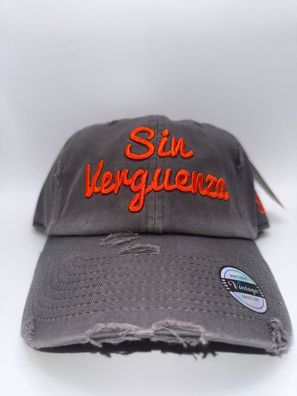 Sin Verguenza Grey Hat Orange Letters